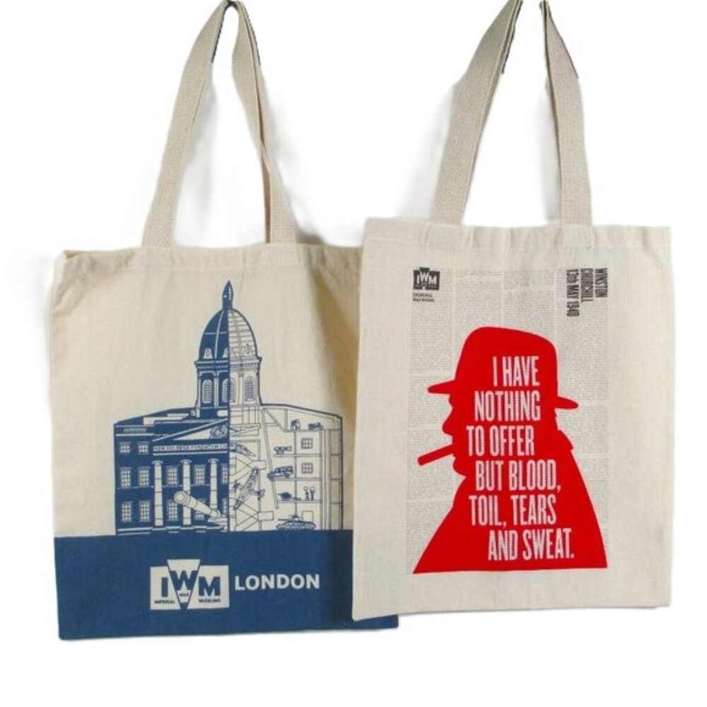SET OF 2 CANVAS CHURCHILL & MUSEUM TOTES